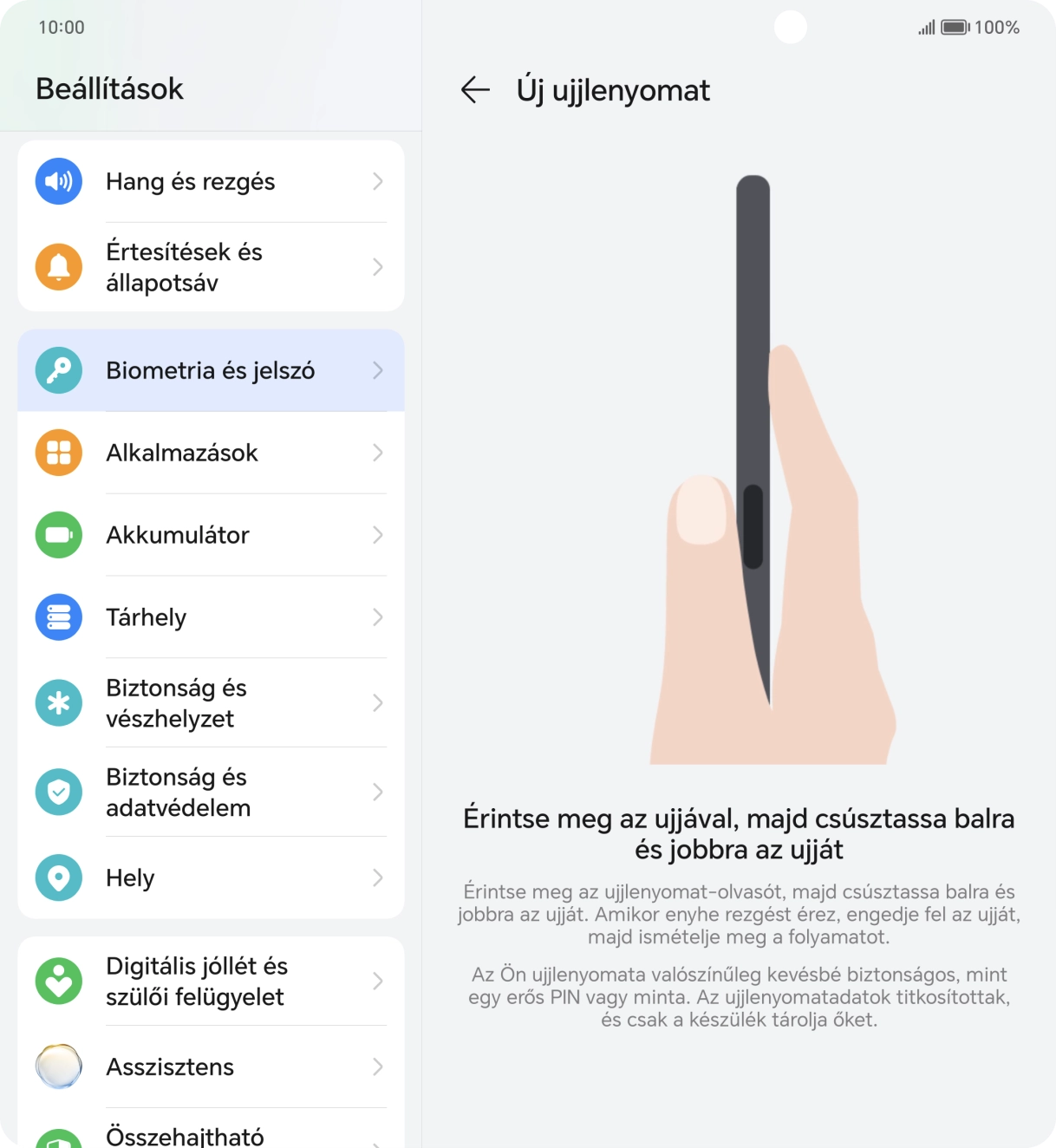 Kövesd a kijelzőn megjelenő utasításokat képernyőzár létrehozásához ujjlenyomattal. Kövesd a kijelzőn megjelenő utasításokat képernyőzár létrehozásához ujjlenyomattal.