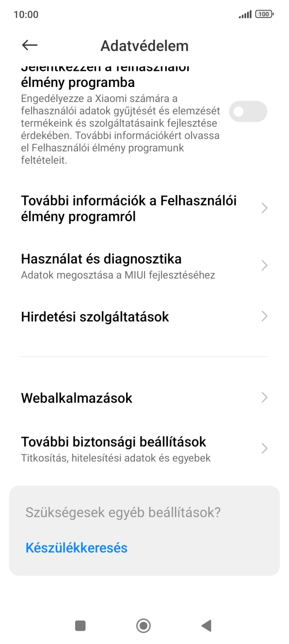 Válaszd a További biztonsági beállítások lehetőséget.