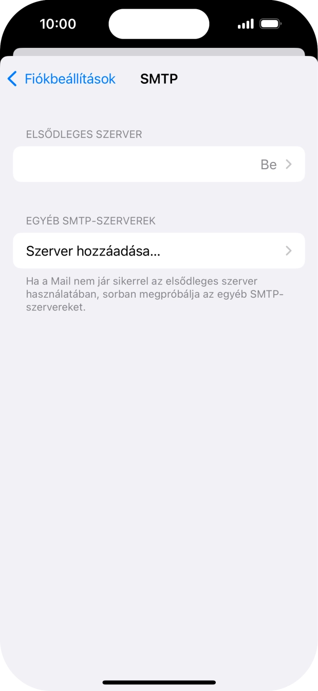 Kattints az „ELSŐDLEGES SZERVER” alatti mezőre.
