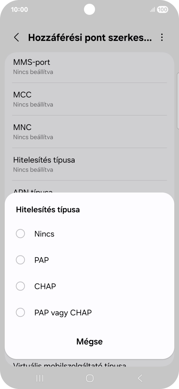 Válaszd a PAP lehetőséget.