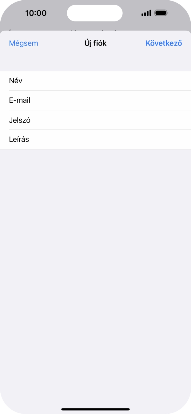 Kattints a Leírás mezőre, és írd be az e-mail-fiók kívánt nevét.