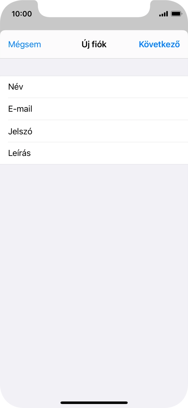 Kattints a Leírás mezőre, és írd be az e-mail-fiók kívánt nevét.