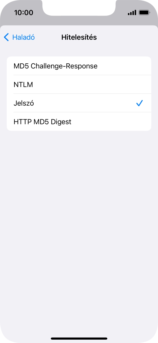 Válaszd a Jelszó lehetőséget.
