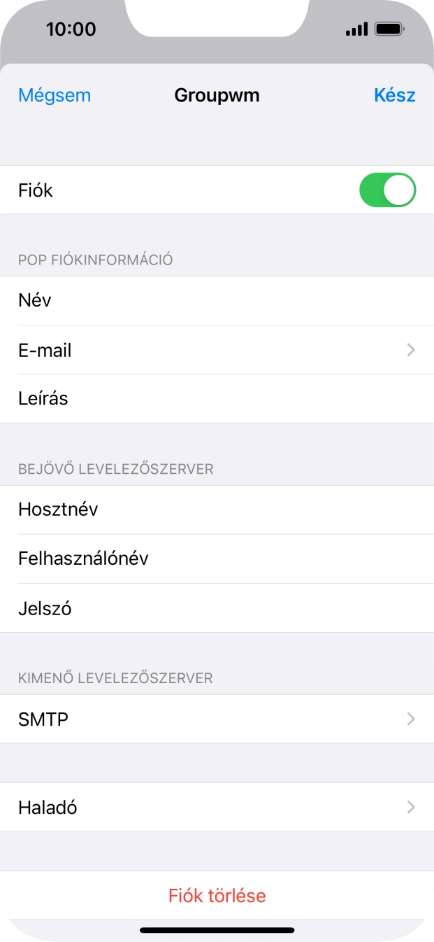 Válaszd az SMTP lehetőséget.
