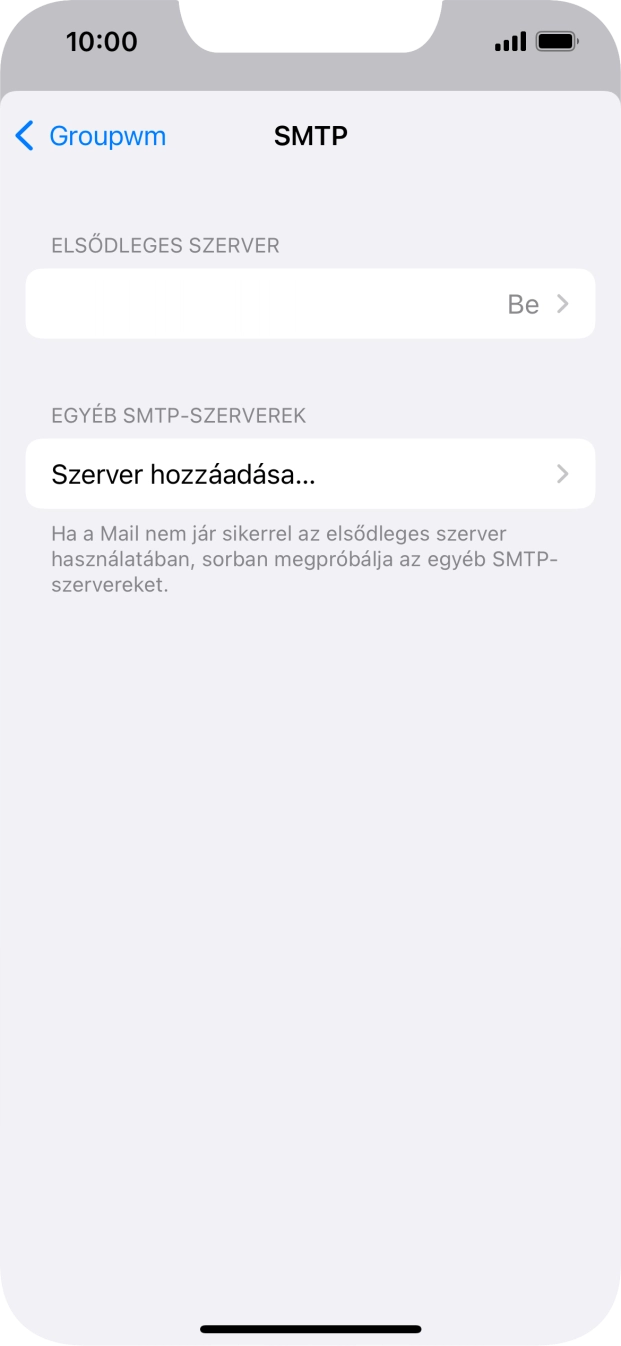 Kattints az „ELSŐDLEGES SZERVER” alatti mezőre.