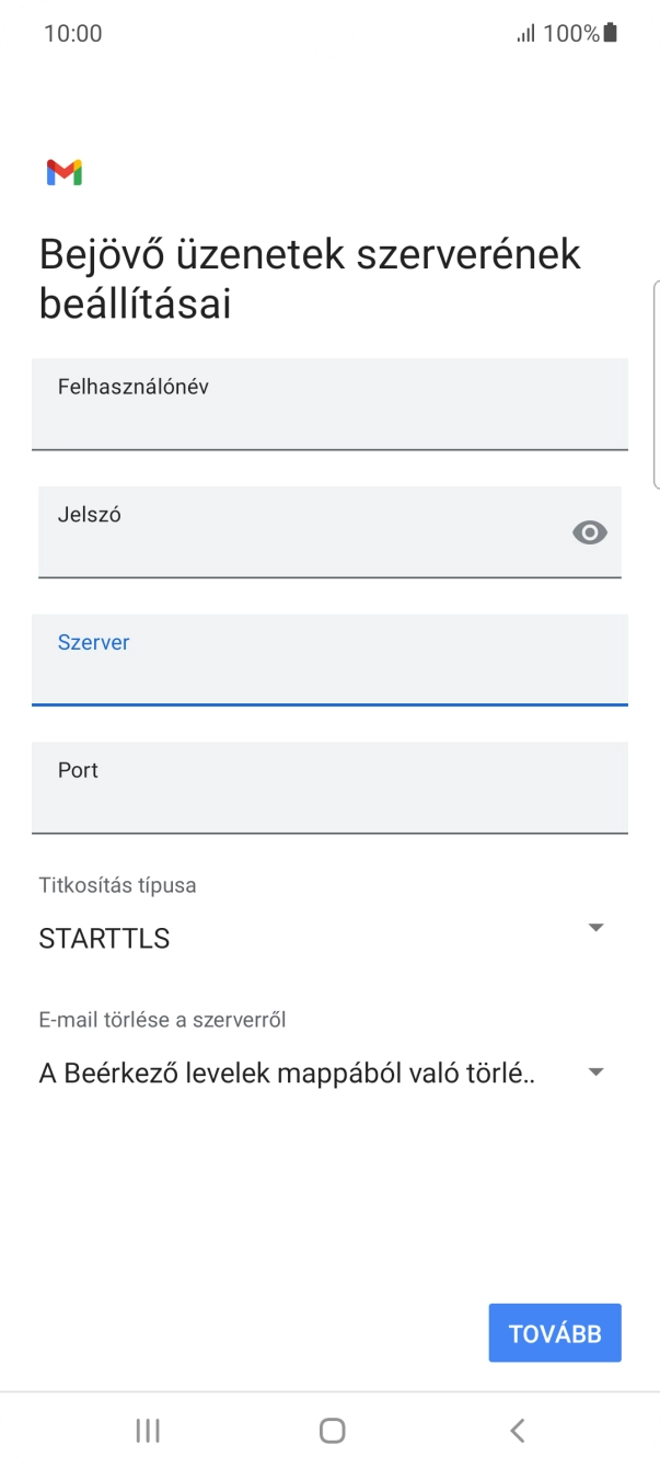 Kattints a „Port” alatti mezőre, és írd be a következőt: 110.