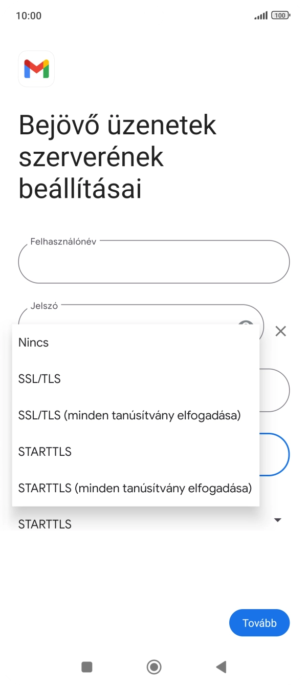 Válaszd az SSL/TLS lehetőséget.