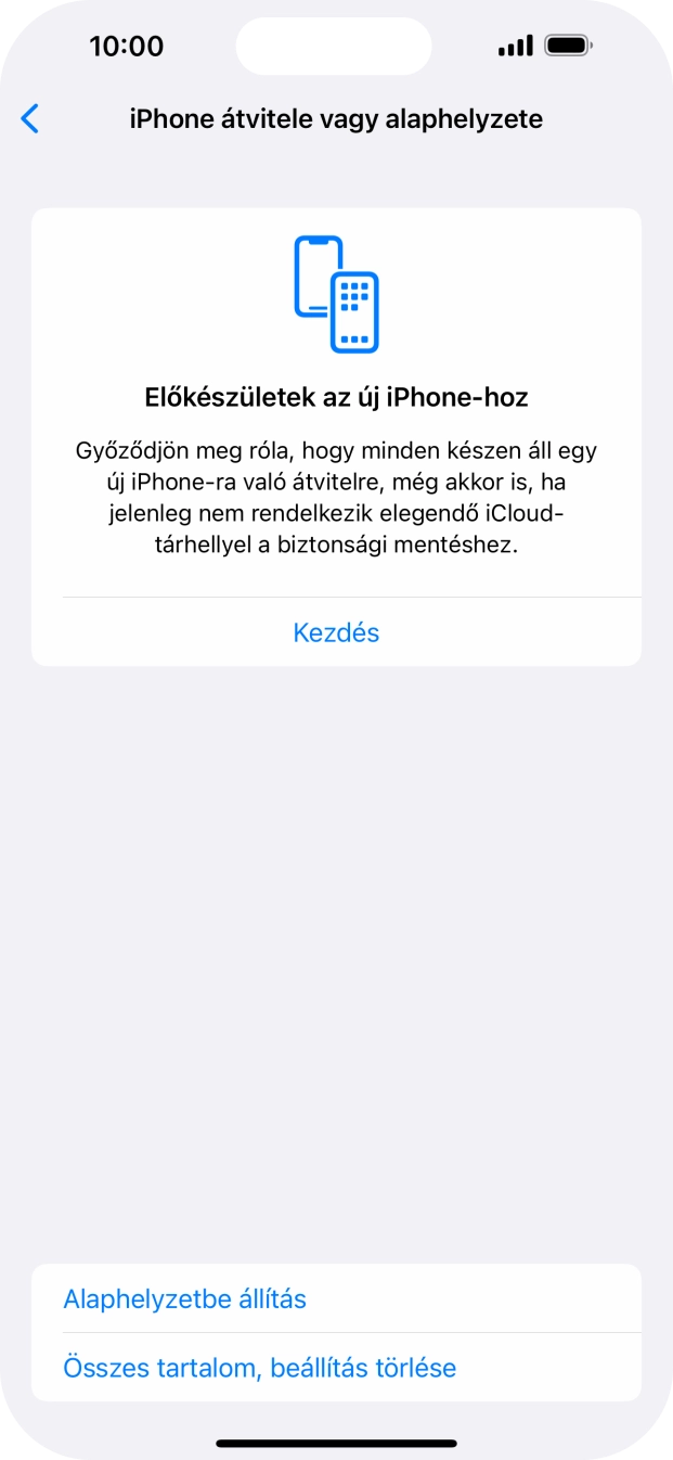 Válaszd az Alaphelyzetbe állítás lehetőséget. Válaszd az Alaphelyzetbe állítás lehetőséget.