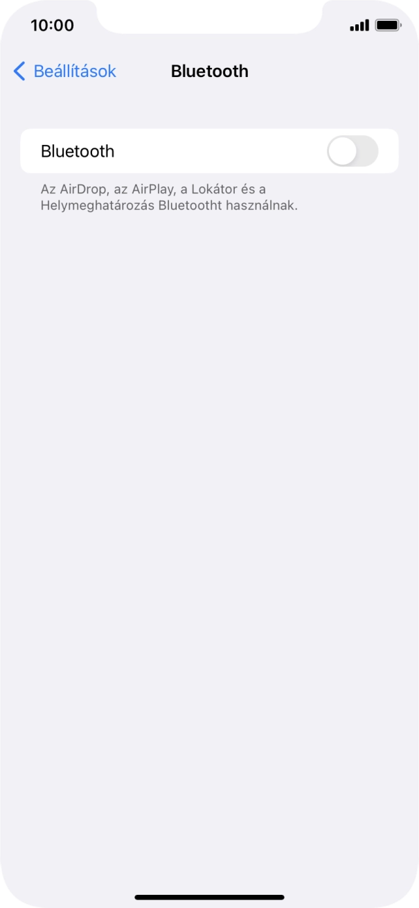 Kattints a „Bluetooth” melletti csúszkára a funkció bekapcsolásához.