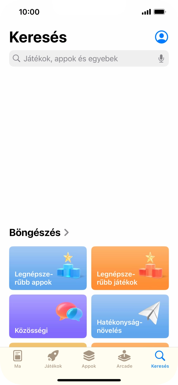 Kattints a keresés mezőre, és írd be a keresett alkalmazás nevét vagy tárgykörét.