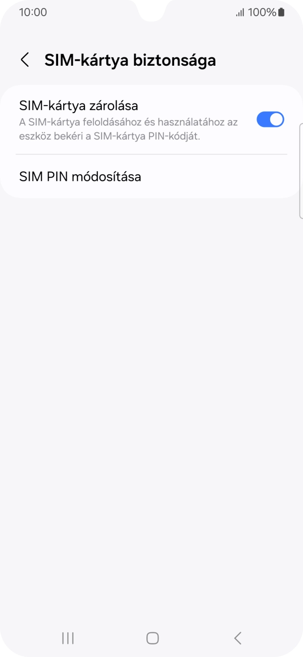 Kattints a „SIM-kártya zárolása” melletti csúszkára a funkció be- vagy kikapcsolásához. Kattints a „SIM-kártya zárolása” melletti csúszkára a funkció be- vagy kikapcsolásához.