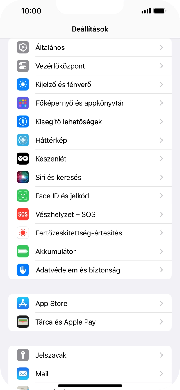 Válaszd a Face ID és jelkód lehetőséget.