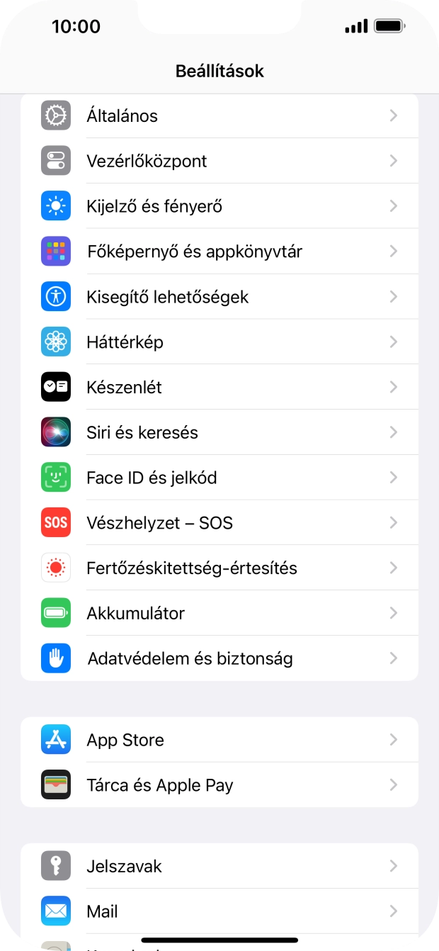 Válaszd a Face ID és jelkód lehetőséget.