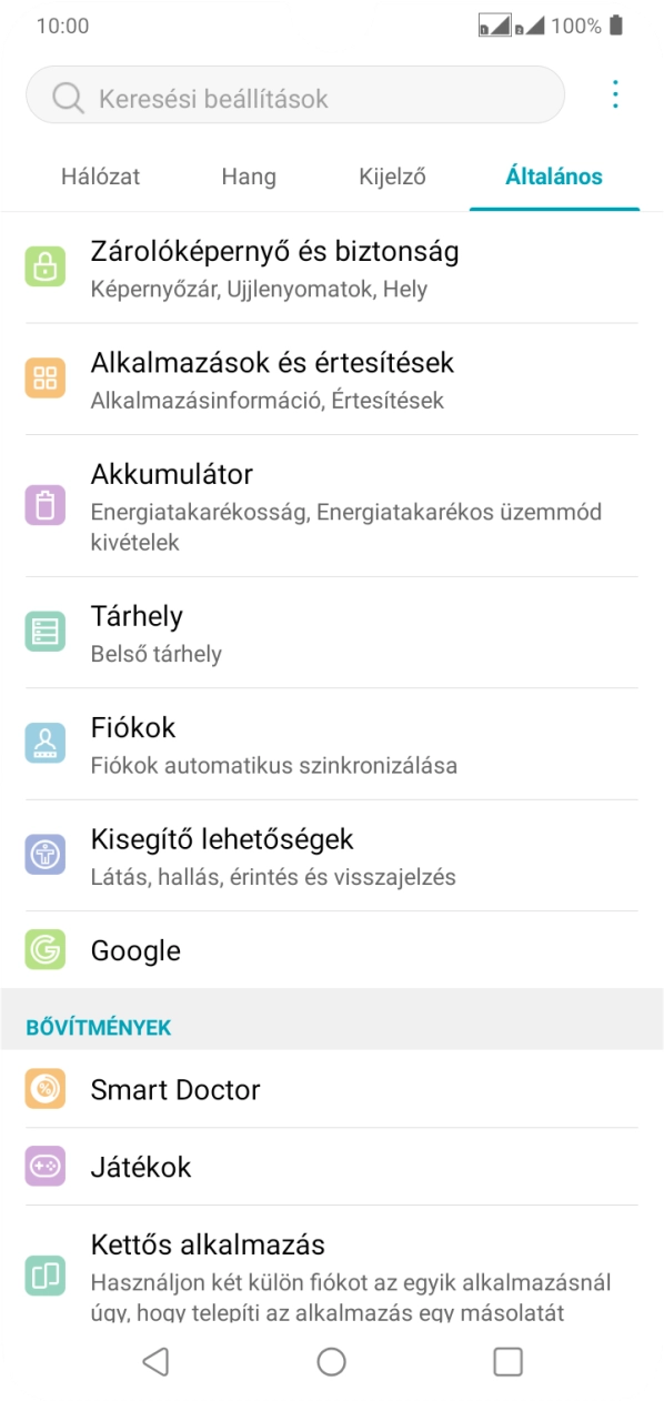 Válaszd a Fiókok lehetőséget.