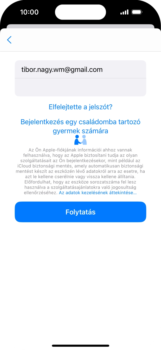Válaszd a Folytatás lehetőséget.