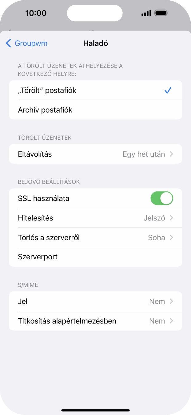 Kattints az „SSL használata” melletti csúszkára a funkció kikapcsolásához.