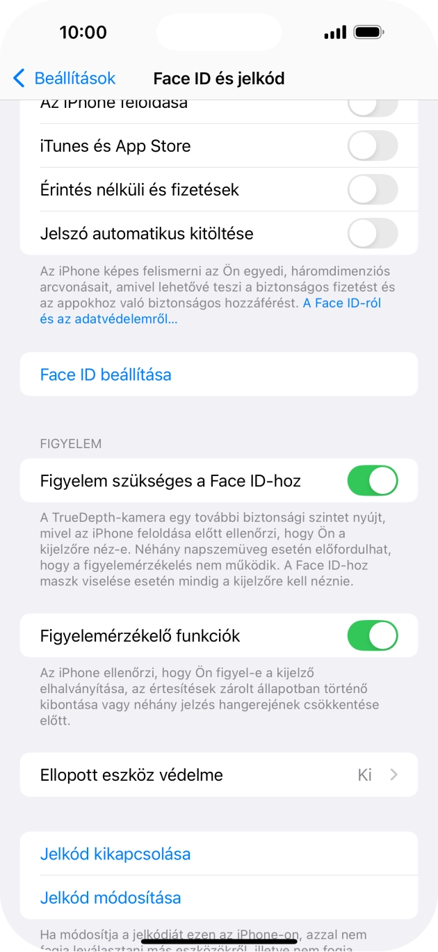 Válaszd a Jelkód kikapcsolása lehetőséget, és írd be a képernyőzárkódot.