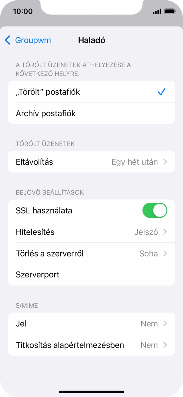 Kattints az „SSL használata” melletti csúszkára a funkció kikapcsolásához.