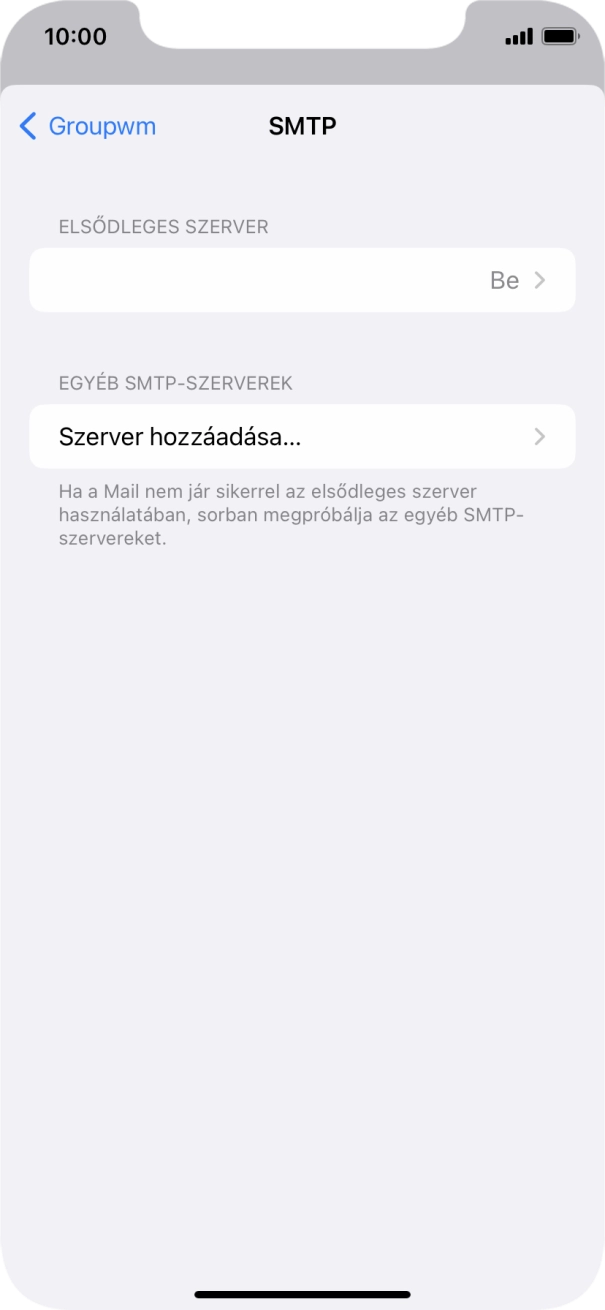 Kattints az „ELSŐDLEGES SZERVER” alatti mezőre.