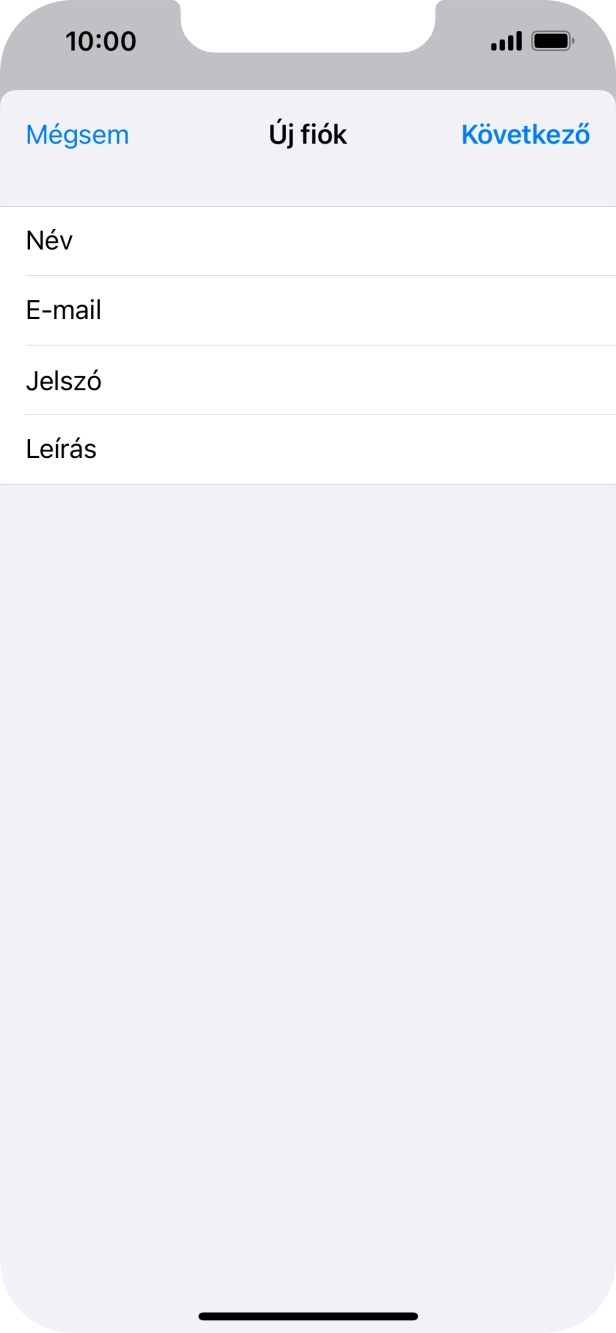 Kattints a Leírás mezőre, és írd be az e-mail-fiók kívánt nevét.