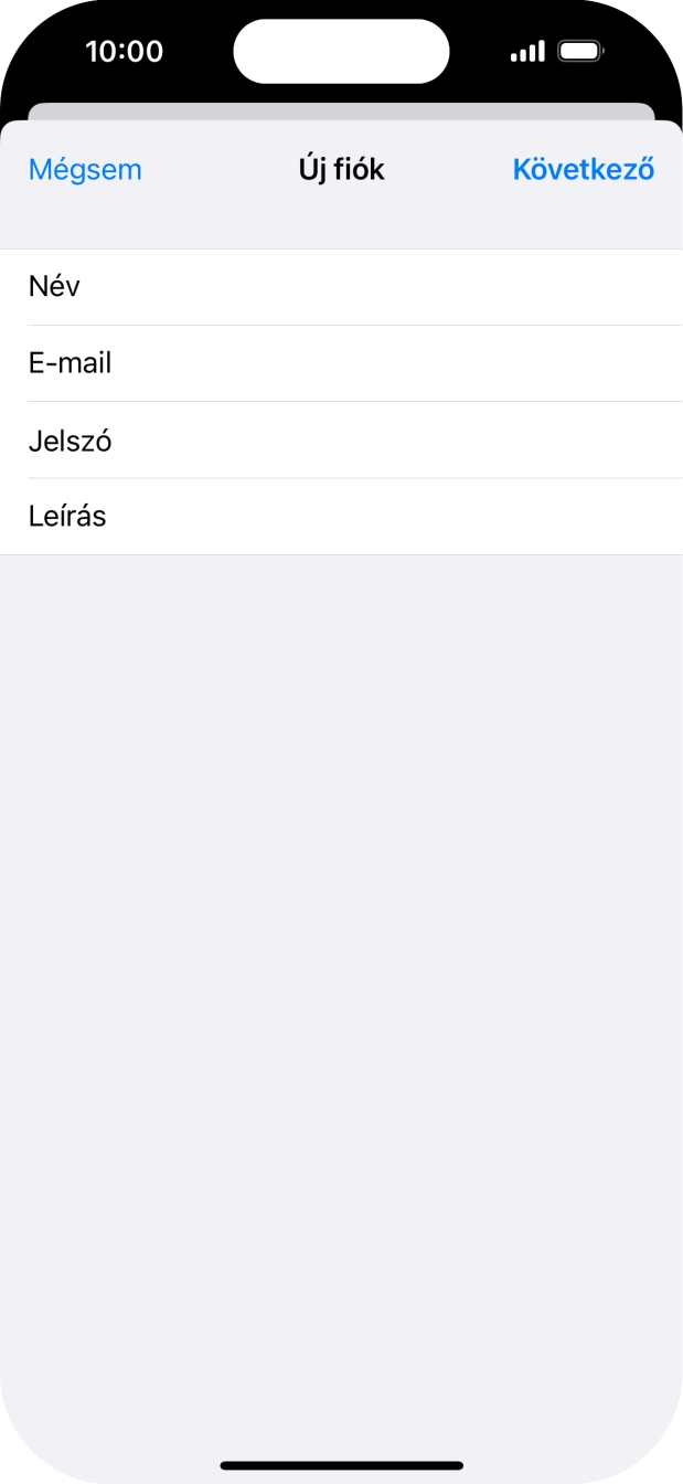 Kattints a Leírás mezőre, és írd be az e-mail-fiók kívánt nevét.