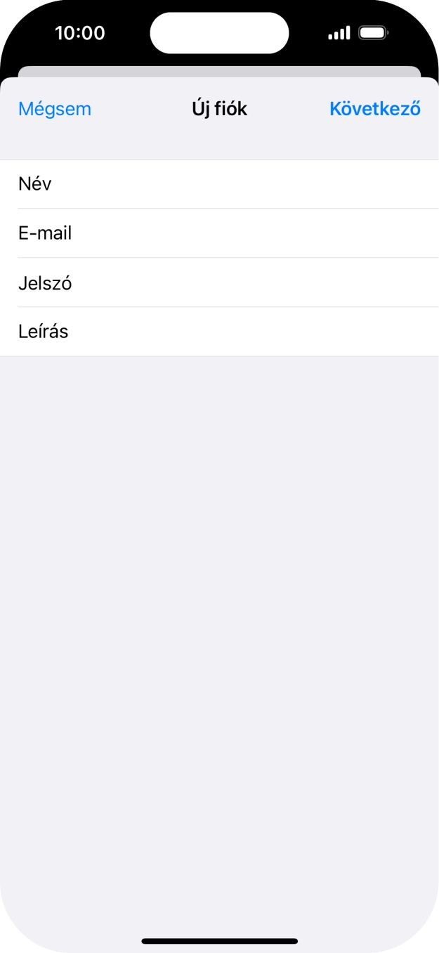 Kattints a Leírás mezőre, és írd be az e-mail-fiók kívánt nevét.