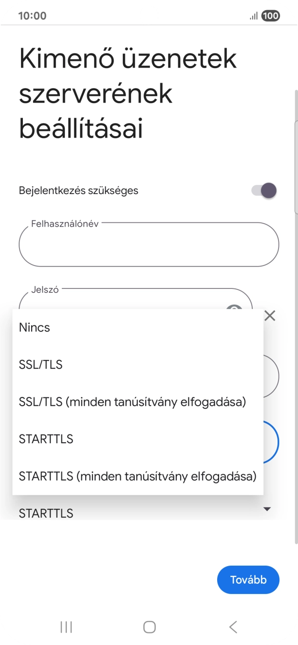 Válaszd az SSL/TLS lehetőséget.