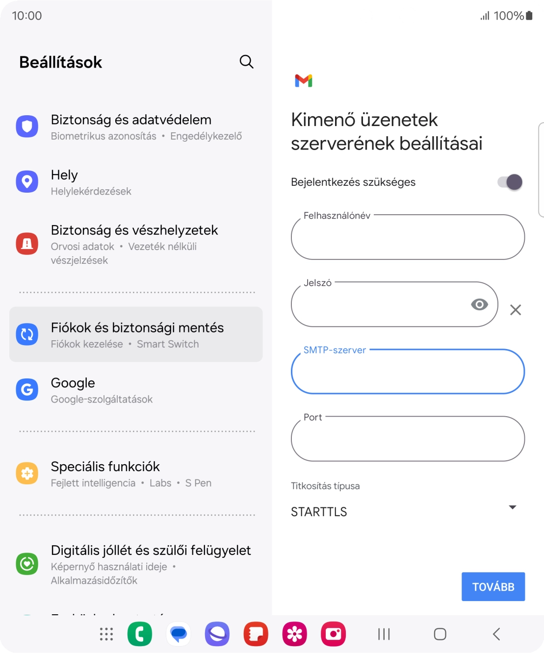 Kattints a „Port” alatti mezőre, és írd be a következőt: 993.