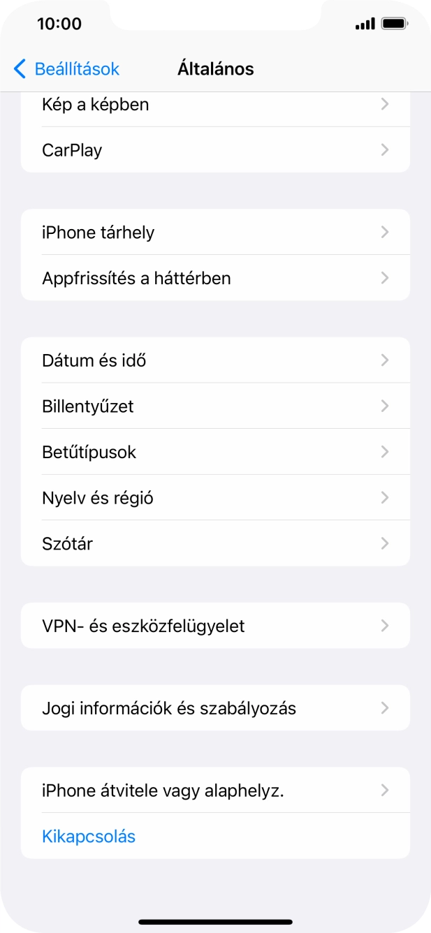 Válaszd az „iPhone átvitele vagy alaphelyz.” lehetőséget.