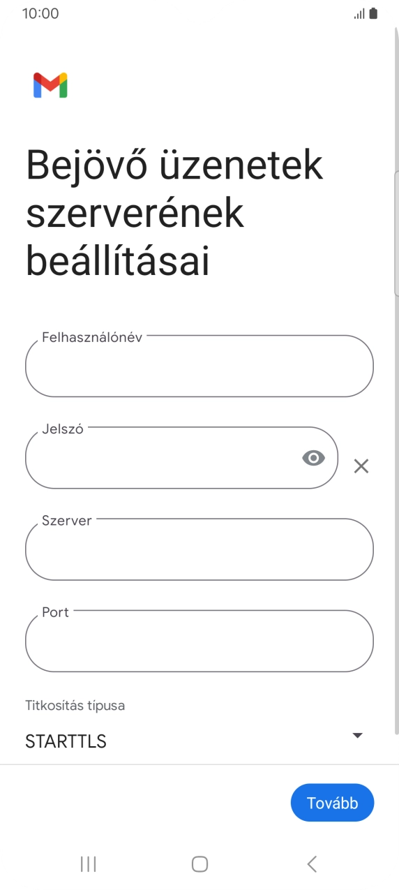 Kattints a „Felhasználónév” alatti mezőre, és írd be az e-mail-fiókodhoz tartozó felhasználónevet.