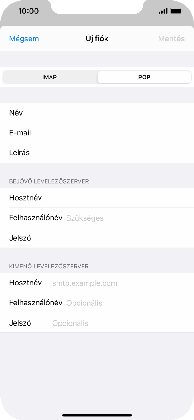 Kattints a Felhasználónév mezőre, és írd be az e-mail-fiókodhoz tartozó felhasználónevet.