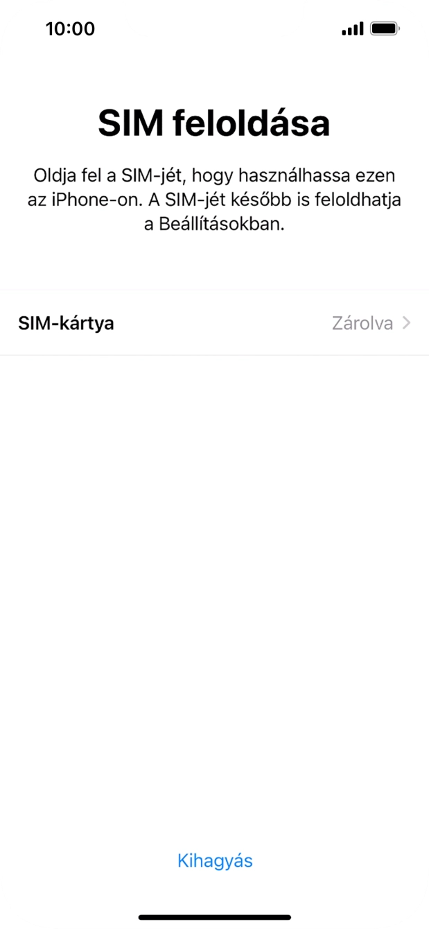 Válaszd a SIM-kártya lehetőséget.