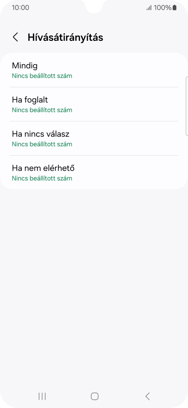 Kattints a kívánt hívásátirányítás-típusra.