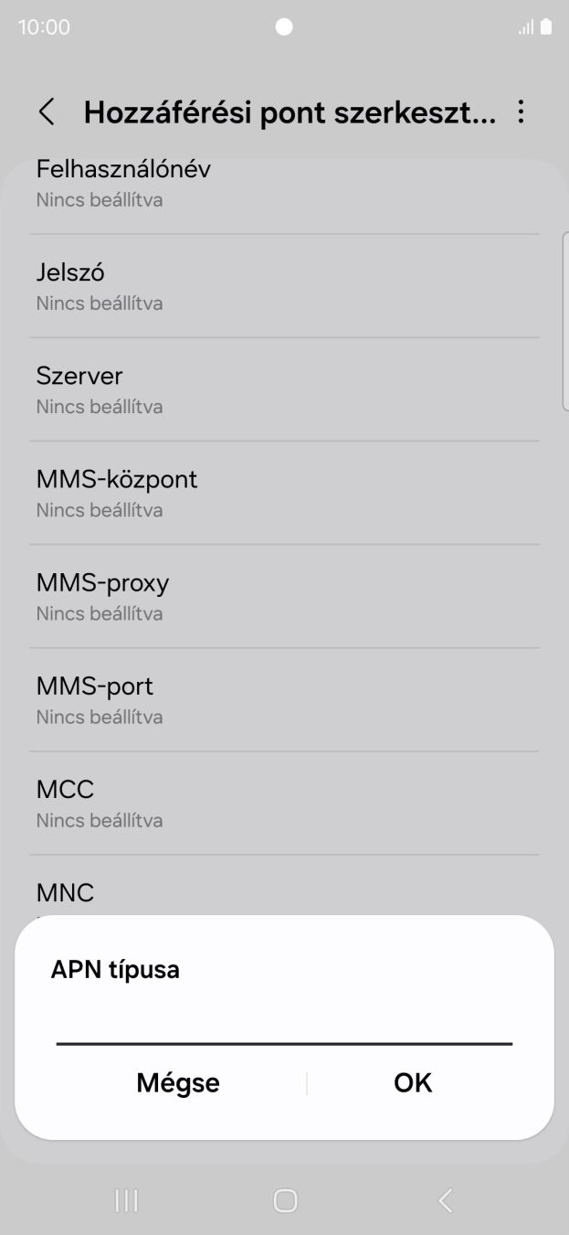 Írd be azt, hogy mms, és válaszd az OK lehetőséget.