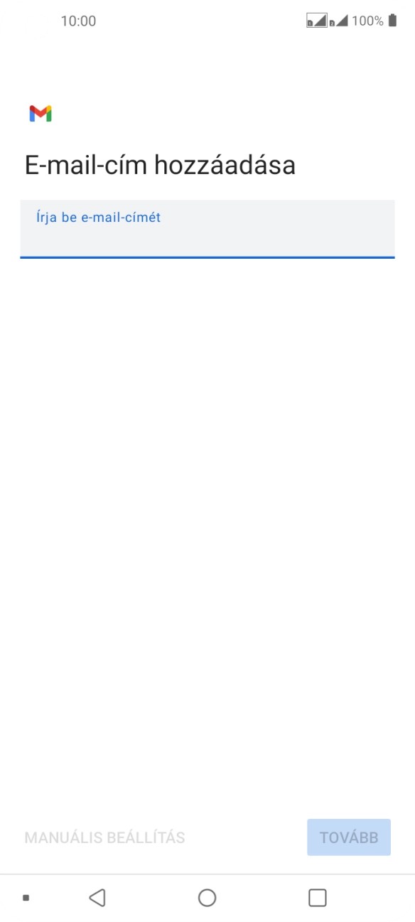 Kattints az „Írja be e-mail-címét” alatti mezőre, és írd be az e-mail címedet.