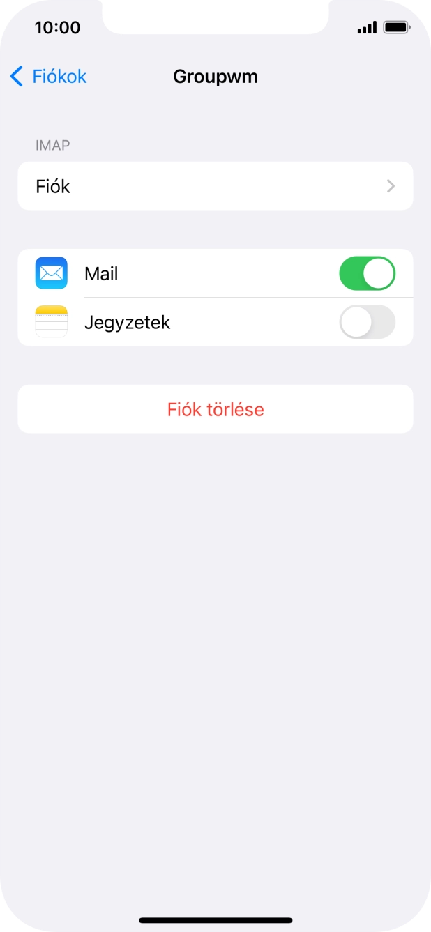 Válaszd a Fiók lehetőséget.