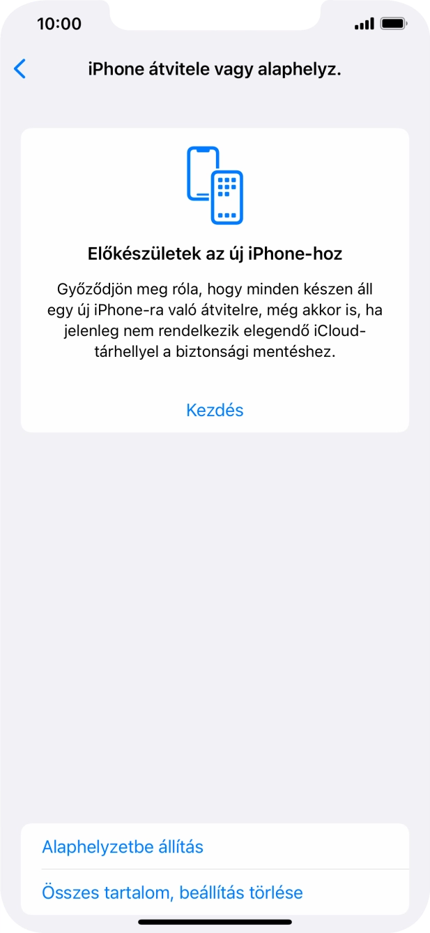 Válaszd az Alaphelyzetbe állítás lehetőséget.