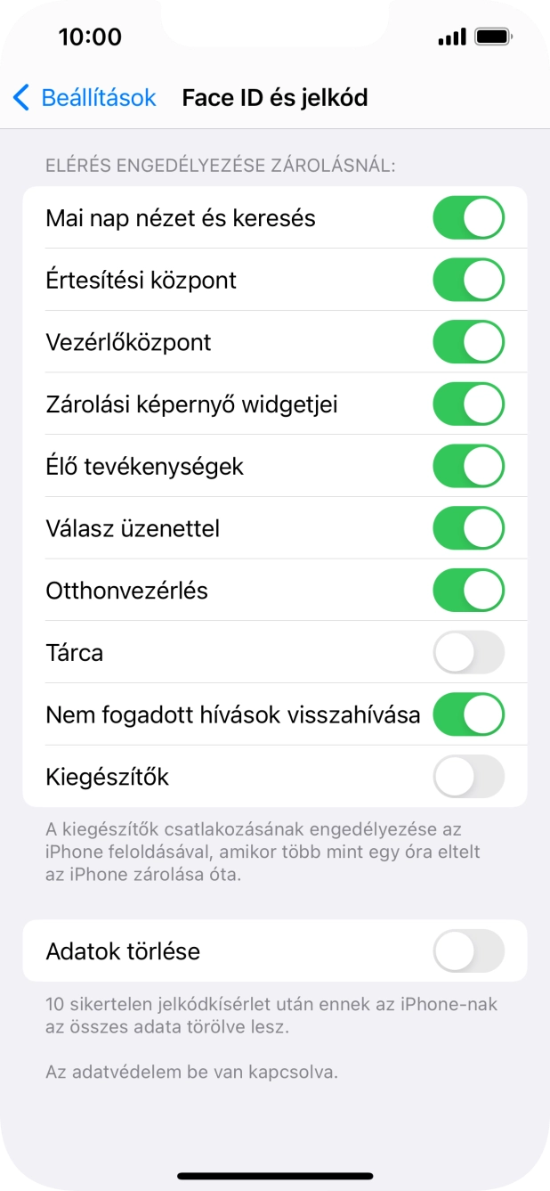Kattints az „Adatok törlése” melletti csúszkára a funkció be- vagy kikapcsolásához. Kattints az „Adatok törlése” melletti csúszkára a funkció be- vagy kikapcsolásához.
