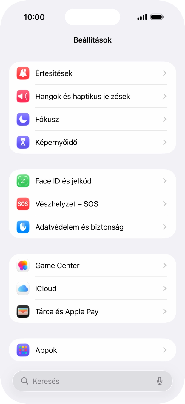Válaszd a Face ID és jelkód lehetőséget. Válaszd a Face ID és jelkód lehetőséget.
