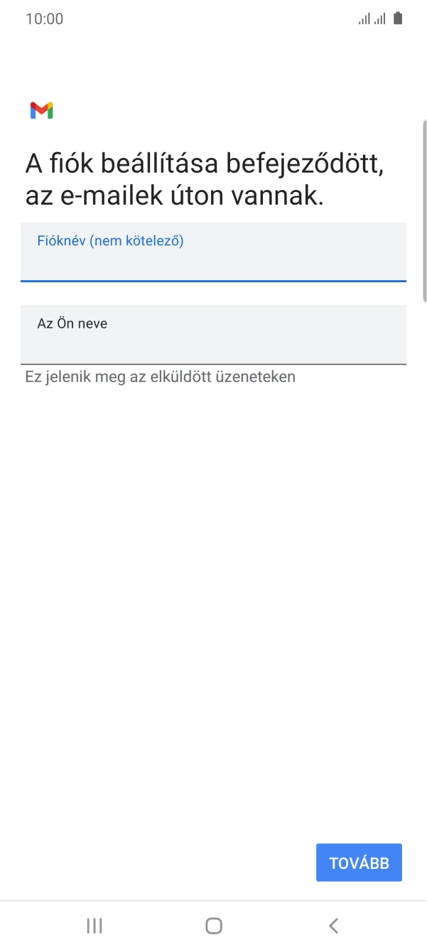 Kattints Az Ön neve mezőre, és írd be a kívánt küldőnevet.
