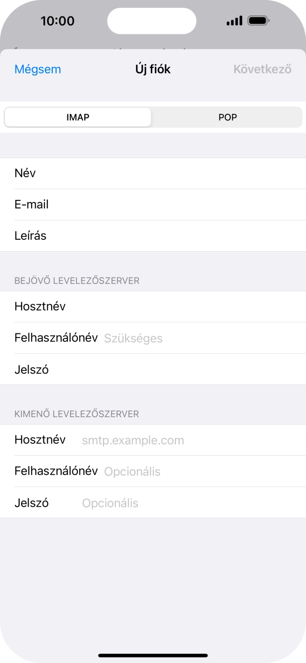 Kattints a Felhasználónév mezőre, és írd be az e-mail-fiókodhoz tartozó felhasználónevet.