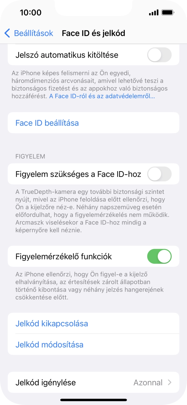 Válaszd a Jelkód kikapcsolása lehetőséget, és írd be a képernyőzárkódot.
