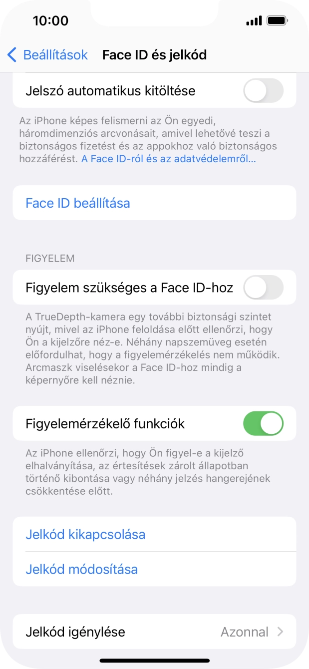 Válaszd a Jelkód kikapcsolása lehetőséget, és írd be a képernyőzárkódot.