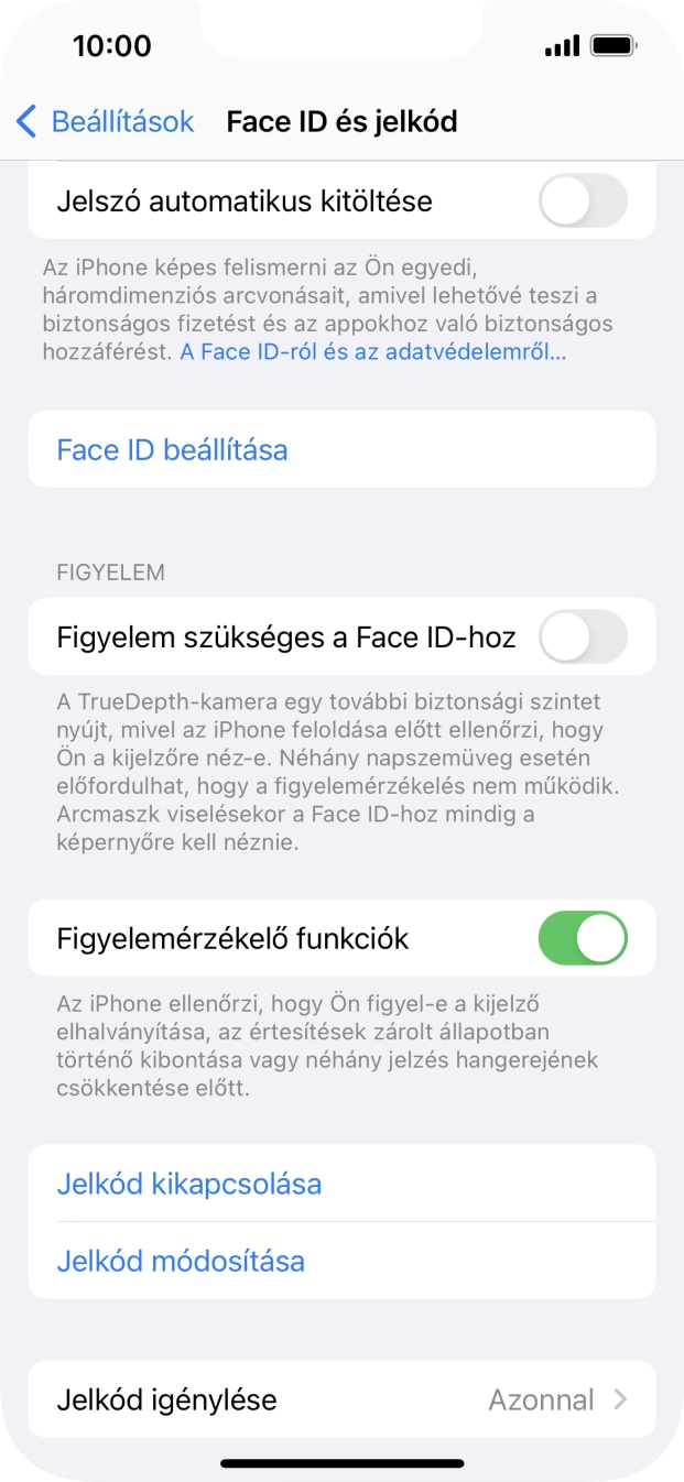 Válaszd a Jelkód kikapcsolása lehetőséget, és írd be a képernyőzárkódot.