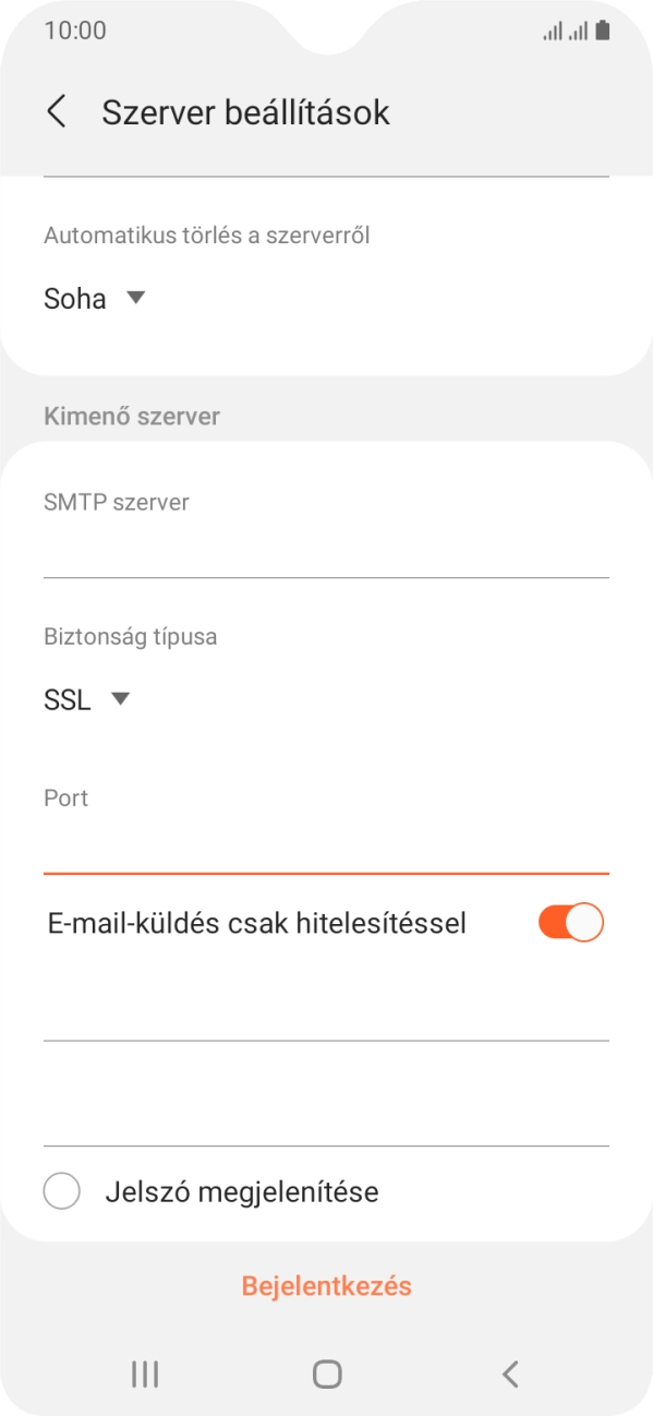 Kattints az „E-mail-küldés csak hitelesítéssel” melletti csúszkára a funkció bekapcsolásához.