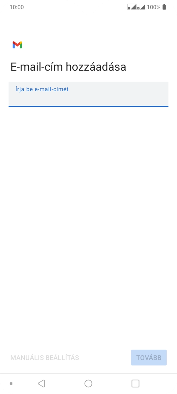 Kattints az „Írja be e-mail-címét” alatti mezőre, és írd be az e-mail címedet.