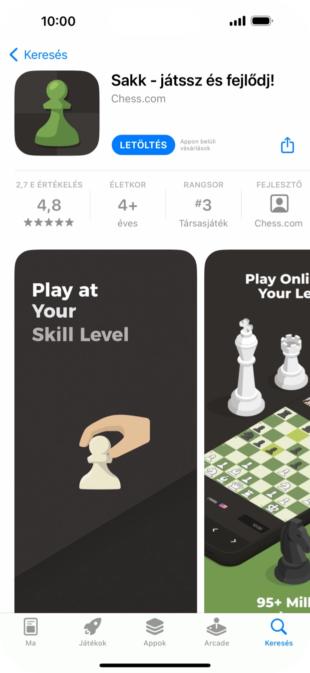 Válaszd a LETÖLTÉS lehetőséget, és kövesd a képernyőn megjelenő utasításokat az alkalmazás telepítéséhez.