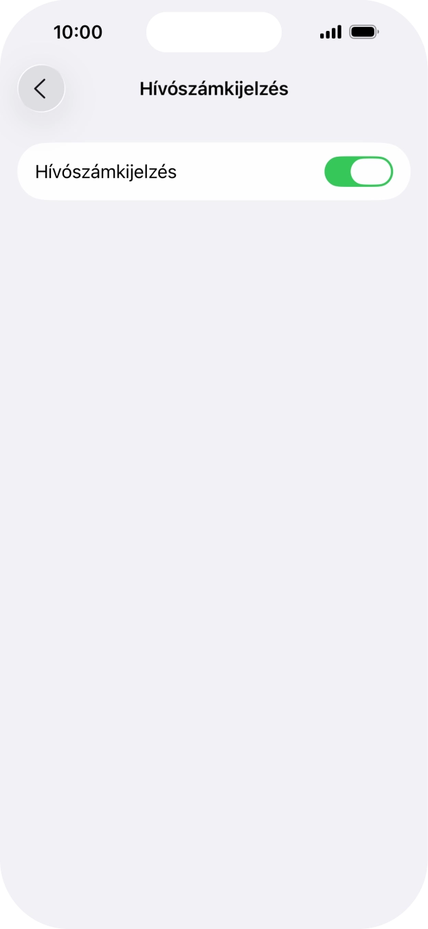 Kattints a „Hívószámkijelzés” melletti csúszkára a funkció be- vagy kikapcsolásához.