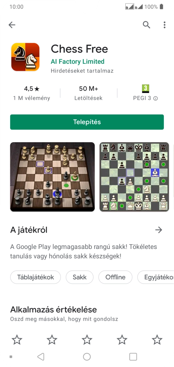 Válaszd a Telepítés lehetőséget, és kövesd a képernyőn megjelenő utasításokat az alkalmazás telepítéséhez.