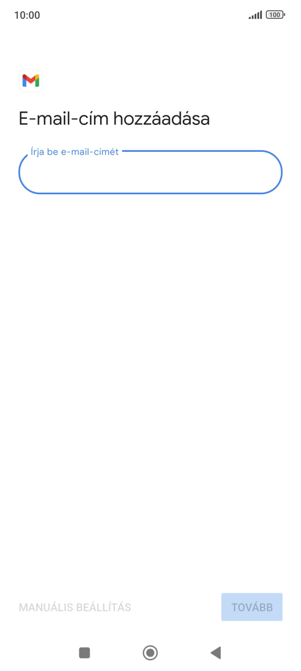 Kattints az „Írja be e-mail-címét” alatti mezőre, és írd be az e-mail címedet.